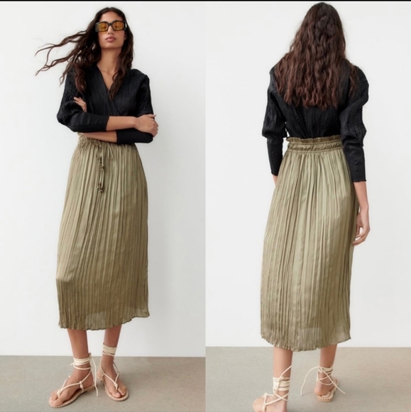 Zara Wrinkle Effect Midi Skirt - Picture 4 of 4